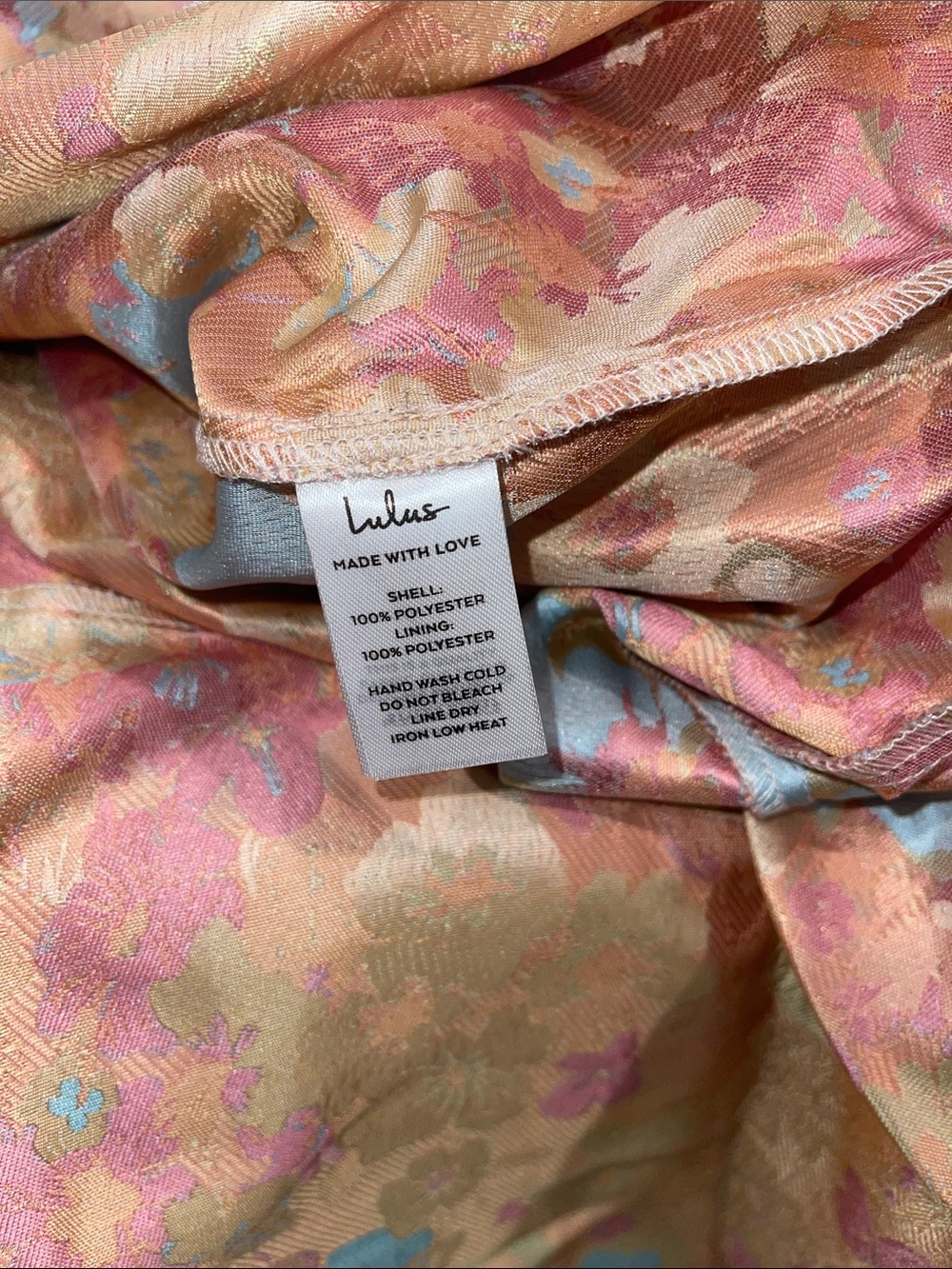 Pastel Floral Satin High-Low Dress - Picture 5 of 6